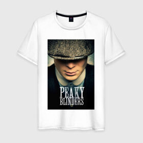 Мужская футболка хлопок с принтом Peaky Blinders в Курске, 100% хлопок | прямой крой, круглый вырез горловины, длина до линии бедер, слегка спущенное плечо. | бандиты | бритва | острые козырьки
