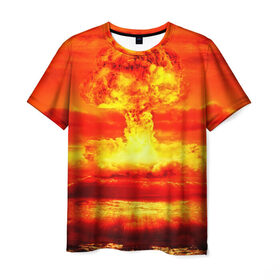 Мужская футболка 3D с принтом Ядерный взрыв в Курске, 100% полиэфир | прямой крой, круглый вырез горловины, длина до линии бедер | взрыв | гриб | огонь