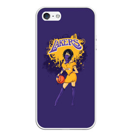 Чехол для iPhone 5/5S матовый с принтом Lakers в Курске, Силикон | Область печати: задняя сторона чехла, без боковых панелей | basketball | cheerleader | girl | lakers | nba | street