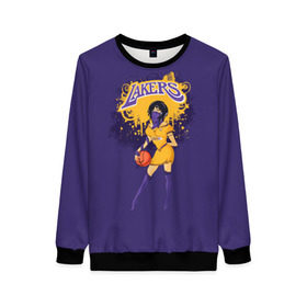 Женский свитшот 3D с принтом Lakers в Курске, 100% полиэстер с мягким внутренним слоем | круглый вырез горловины, мягкая резинка на манжетах и поясе, свободная посадка по фигуре | basketball | cheerleader | girl | lakers | nba | street
