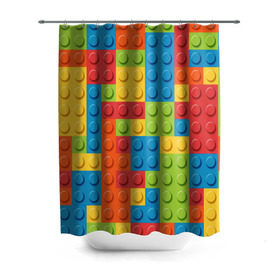 Штора 3D для ванной с принтом Лего в Курске, 100% полиэстер | плотность материала — 100 г/м2. Стандартный размер — 146 см х 180 см. По верхнему краю — пластиковые люверсы для креплений. В комплекте 10 пластиковых колец | lego | tetris | детальки | лего | разноцветные
