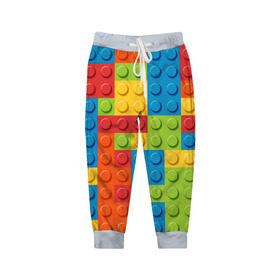 Детские брюки 3D с принтом Лего в Курске, 100% полиэстер | манжеты по низу, эластичный пояс регулируется шнурком, по бокам два кармана без застежек, внутренняя часть кармана из мелкой сетки | Тематика изображения на принте: lego | tetris | детальки | лего | разноцветные