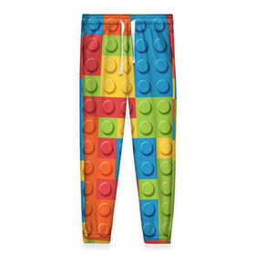 Женские брюки 3D с принтом Лего в Курске, полиэстер 100% | прямой крой, два кармана без застежек по бокам, с мягкой трикотажной резинкой на поясе и по низу штанин. В поясе для дополнительного комфорта — широкие завязки | lego | tetris | детальки | лего | разноцветные