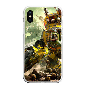 Чехол для iPhone XS Max матовый с принтом WH40k warboss в Курске, Силикон | Область печати: задняя сторона чехла, без боковых панелей | dawn | eldar | war | warhammer | wh | wh40k | вархаммер | ваха | эльдар | эльдары