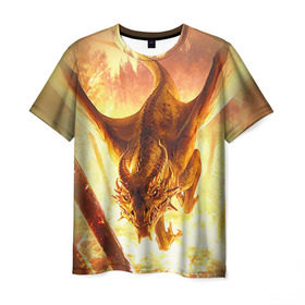 Мужская футболка 3D с принтом Дракон в Курске, 100% полиэфир | прямой крой, круглый вырез горловины, длина до линии бедер | Тематика изображения на принте: gwent | witcher | ведьмак | гвинт | геральт | дракон