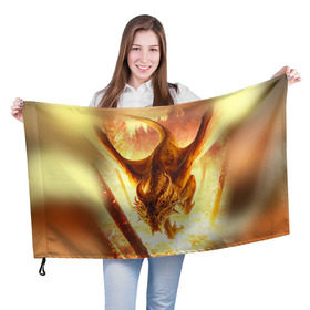 Флаг 3D с принтом Дракон в Курске, 100% полиэстер | плотность ткани — 95 г/м2, размер — 67 х 109 см. Принт наносится с одной стороны | gwent | witcher | ведьмак | гвинт | геральт | дракон