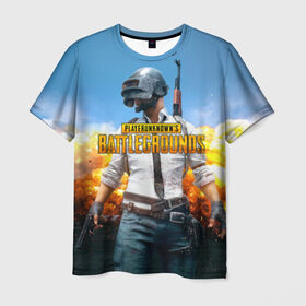 Мужская футболка 3D с принтом Playerunknown`s battlegrounds 1 в Курске, 100% полиэфир | прямой крой, круглый вырез горловины, длина до линии бедер | battleground | battlegrounds | playerunknown