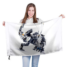 Флаг 3D с принтом HZD 5 в Курске, 100% полиэстер | плотность ткани — 95 г/м2, размер — 67 х 109 см. Принт наносится с одной стороны | dawn | horizon | zero | робот