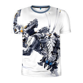Мужская футболка 3D спортивная с принтом HZD 5 в Курске, 100% полиэстер с улучшенными характеристиками | приталенный силуэт, круглая горловина, широкие плечи, сужается к линии бедра | dawn | horizon | zero | робот