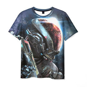 Мужская футболка 3D с принтом ME Andromeda 1 в Курске, 100% полиэфир | прямой крой, круглый вырез горловины, длина до линии бедер | andromeda | effect | андромеда | массб эффект | эфект