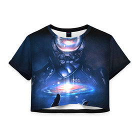 Женская футболка 3D укороченная с принтом ME Andromeda 3 в Курске, 100% полиэстер | круглая горловина, длина футболки до линии талии, рукава с отворотами | andromeda | effect | андромеда | массб эффект | эфект