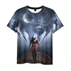 Мужская футболка 3D с принтом Prey 1 в Курске, 100% полиэфир | прямой крой, круглый вырез горловины, длина до линии бедер | Тематика изображения на принте: prey | космос | прей | прэй