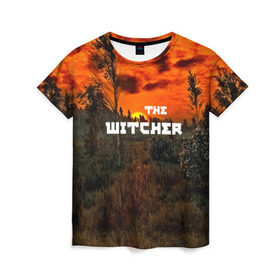 Женская футболка 3D с принтом Ведьмак в Курске, 100% полиэфир ( синтетическое хлопкоподобное полотно) | прямой крой, круглый вырез горловины, длина до линии бедер | gwent | gwent: the witcher card game | witcher 3 | ведьмак | гвинт | геральд | огонь | пламя