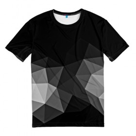 Мужская футболка 3D с принтом Abstract gray в Курске, 100% полиэфир | прямой крой, круглый вырез горловины, длина до линии бедер | abstraction | абстракция | геометрия | грани | изгиб | линии | полигоны | полосы | постель | розовый | сочетания | текстура | треугольники