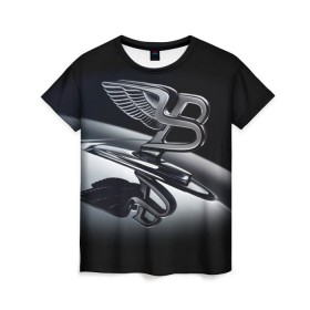Женская футболка 3D с принтом Bentley в Курске, 100% полиэфир ( синтетическое хлопкоподобное полотно) | прямой крой, круглый вырез горловины, длина до линии бедер | bentley | brand | britain | car | elite | expensive | limited | logo | mtorz | автомобиль | британия | бэнтли | дорогой | лимитед | логотип | марка | мторз | элитный