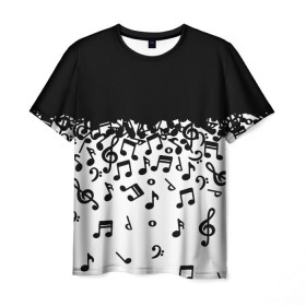 Мужская футболка 3D с принтом Поглощение музыкой в Курске, 100% полиэфир | прямой крой, круглый вырез горловины, длина до линии бедер | абстракция | арт | дизайн | музыка | ноты | ритм