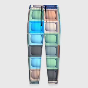 Мужские брюки 3D с принтом Квадратики в Курске, 100% полиэстер | манжеты по низу, эластичный пояс регулируется шнурком, по бокам два кармана без застежек, внутренняя часть кармана из мелкой сетки | квадраты | текстуры | фигуры