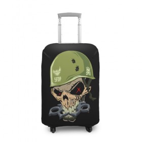 Чехол для чемодана 3D с принтом Dj Pirata в Курске, 86% полиэфир, 14% спандекс | двустороннее нанесение принта, прорези для ручек и колес | el kaio  maxi gen | helmet | skull | диджей пирата | каска | музыка | техно | череп | шлем