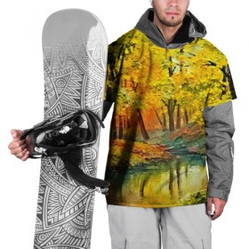 Накидка на куртку 3D с принтом Осенний парк в Курске, 100% полиэстер |  | Тематика изображения на принте: 