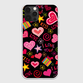 Чехол для iPhone 12 Pro Max с принтом Love в Курске, Силикон |  | kiss | love | звезды | любовь | подарок | поцелуй | сердце | цветы