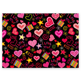 Поздравительная открытка с принтом Love в Курске, 100% бумага | плотность бумаги 280 г/м2, матовая, на обратной стороне линовка и место для марки
 | kiss | love | звезды | любовь | подарок | поцелуй | сердце | цветы