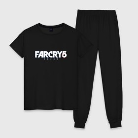 Женская пижама хлопок с принтом Far Cry 5 в Курске, 100% хлопок | брюки и футболка прямого кроя, без карманов, на брюках мягкая резинка на поясе и по низу штанин | 