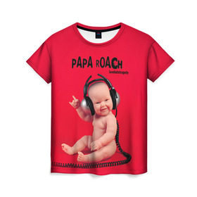 Женская футболка 3D с принтом Paparoach 7 в Курске, 100% полиэфир ( синтетическое хлопкоподобное полотно) | прямой крой, круглый вырез горловины, длина до линии бедер | papa roach | roach | папа роач | папароач | папароч | роач | роч