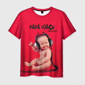 Мужская футболка 3D с принтом Paparoach 7 в Курске, 100% полиэфир | прямой крой, круглый вырез горловины, длина до линии бедер | papa roach | roach | папа роач | папароач | папароч | роач | роч