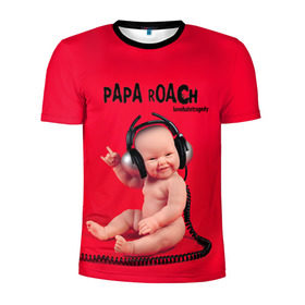Мужская футболка 3D спортивная с принтом Paparoach 7 в Курске, 100% полиэстер с улучшенными характеристиками | приталенный силуэт, круглая горловина, широкие плечи, сужается к линии бедра | Тематика изображения на принте: papa roach | roach | папа роач | папароач | папароч | роач | роч