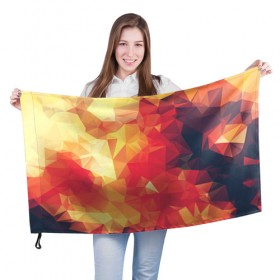 Флаг 3D с принтом Низкополигональная текстура в Курске, 100% полиэстер | плотность ткани — 95 г/м2, размер — 67 х 109 см. Принт наносится с одной стороны | lowpoly | желтый красный | оранжевый | полигон | полигоны | текстура