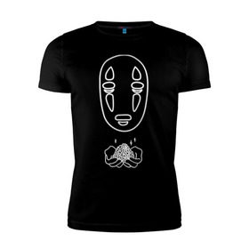 Мужская футболка премиум с принтом безликий в Курске, 92% хлопок, 8% лайкра | приталенный силуэт, круглый вырез ворота, длина до линии бедра, короткий рукав | anime | ghost | унесённые призраками