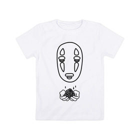 Детская футболка хлопок с принтом безликий в Курске, 100% хлопок | круглый вырез горловины, полуприлегающий силуэт, длина до линии бедер | anime | ghost | унесённые призраками