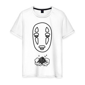 Мужская футболка хлопок с принтом безликий в Курске, 100% хлопок | прямой крой, круглый вырез горловины, длина до линии бедер, слегка спущенное плечо. | Тематика изображения на принте: anime | ghost | унесённые призраками