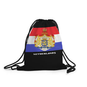Рюкзак-мешок 3D с принтом Флаг и герб Нидерланды в Курске, 100% полиэстер | плотность ткани — 200 г/м2, размер — 35 х 45 см; лямки — толстые шнурки, застежка на шнуровке, без карманов и подкладки | амстердам | голландия | европа