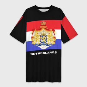 Платье-футболка 3D с принтом Флаг и герб Нидерланды в Курске,  |  | амстердам | голландия | европа