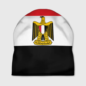 Шапка 3D с принтом Флаг и герб Египта в Курске, 100% полиэстер | универсальный размер, печать по всей поверхности изделия | символ страна