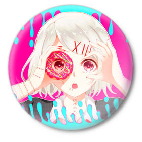 Значок с принтом Juuzou Suzuya в Курске,  металл | круглая форма, металлическая застежка в виде булавки | anime | ghoul | tokyo | tokyo ghoul | гуль | джузо сузуя