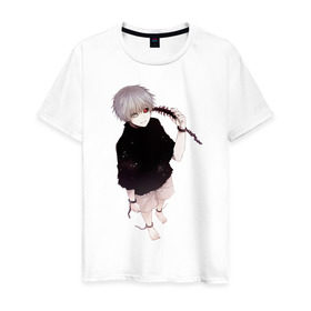 Мужская футболка хлопок с принтом Канеки в Курске, 100% хлопок | прямой крой, круглый вырез горловины, длина до линии бедер, слегка спущенное плечо. | tokyo ghoul | typical uta | канеки | конеки | токийский гуль | ута