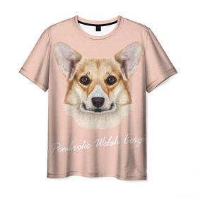 Мужская футболка 3D с принтом Корги в Курске, 100% полиэфир | прямой крой, круглый вырез горловины, длина до линии бедер | вельш корги | как в рекламе | коржик | пемброк | собака | щенок