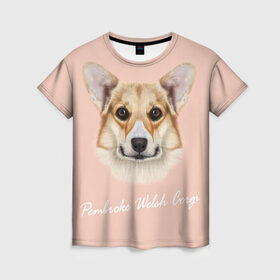 Женская футболка 3D с принтом Корги в Курске, 100% полиэфир ( синтетическое хлопкоподобное полотно) | прямой крой, круглый вырез горловины, длина до линии бедер | вельш корги | как в рекламе | коржик | пемброк | собака | щенок