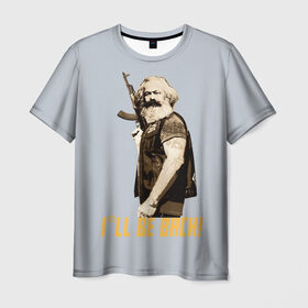 Мужская футболка 3D с принтом Карл Маркс в Курске, 100% полиэфир | прямой крой, круглый вырез горловины, длина до линии бедер | карл | маркс | о.м.с.к. | революция | сссркапитал