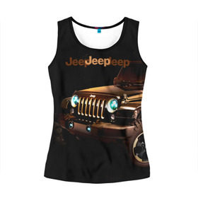 Женская майка 3D с принтом Jeep в Курске, 100% полиэстер | круглая горловина, прямой силуэт, длина до линии бедра | brand | car | chrysler | jeep | logo | usa | автомобиль | джип | крайслер | логотип | марка | сша