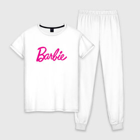 Женская пижама хлопок с принтом Барби 3 в Курске, 100% хлопок | брюки и футболка прямого кроя, без карманов, на брюках мягкая резинка на поясе и по низу штанин | barbie | барби | девочка | девушка | кукла