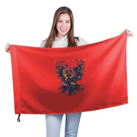 Флаг 3D с принтом Россия в Курске, 100% полиэстер | плотность ткани — 95 г/м2, размер — 67 х 109 см. Принт наносится с одной стороны | герб | двуглавый орел | держава | империя | корона | красный | патриот | патриотизм | родина | россия | русский | сила | скипетр