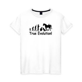 Женская футболка хлопок с принтом Настоящая эволюция в Курске, 100% хлопок | прямой крой, круглый вырез горловины, длина до линии бедер, слегка спущенное плечо | ветеринар | ветеринария | ветеринарный врач | кошка | лошадь | собака | эволюция