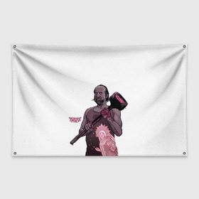 Флаг-баннер с принтом ЧерноБог в Курске, 100% полиэстер | размер 67 х 109 см, плотность ткани — 95 г/м2; по краям флага есть четыре люверса для крепления | американские боги | бог зла | молот | чернобог