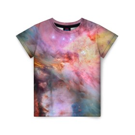 Детская футболка 3D с принтом Светящаяся туманность в Курске, 100% гипоаллергенный полиэфир | прямой крой, круглый вырез горловины, длина до линии бедер, чуть спущенное плечо, ткань немного тянется | Тематика изображения на принте: m 42 | вселенная | галактика | звезды | космос | свет | туманность ориона | цвет