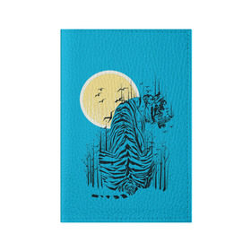 Обложка для паспорта матовая кожа с принтом тигр в Курске, натуральная матовая кожа | размер 19,3 х 13,7 см; прозрачные пластиковые крепления | арт | бамбук | восток | графика | живопись | китай | луна | небо | ночь | полосы | птицы | рисунок | творчество | хищник | япония