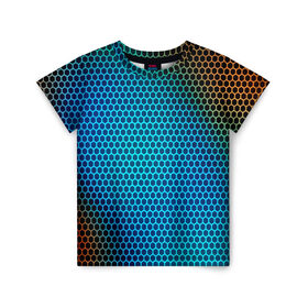 Детская футболка 3D с принтом object grid в Курске, 100% гипоаллергенный полиэфир | прямой крой, круглый вырез горловины, длина до линии бедер, чуть спущенное плечо, ткань немного тянется | dot | абстракция | метал | сетка | текстура