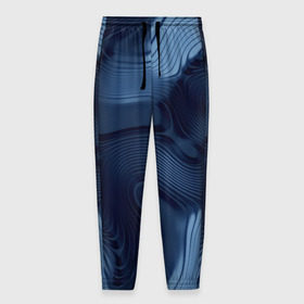 Мужские брюки 3D с принтом Lullaby blue в Курске, 100% полиэстер | манжеты по низу, эластичный пояс регулируется шнурком, по бокам два кармана без застежек, внутренняя часть кармана из мелкой сетки | волны | синий | темный